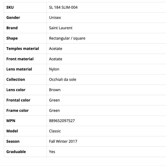 Saint Laurent Classic Sl 184 Slim-004 Sunglasses - Picture 3 of 7